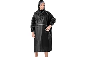 ANYOO Poncho de Pluie Imperméable Léger avec Manches Réglables, Cape de Pluie Portable avec Poche Multi-usage pour Femmes Hommes Randonnée en Plein air Cyclisme, Taille unique