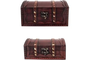 infinimo Milagro skrzynia skarbów, zestaw 2 sztuk, duża + mała drewniana skrzynia, skrzynka piracka, pudełko prezentowe zamykane z pokrywą i zamkiem, skrzynia skarbów