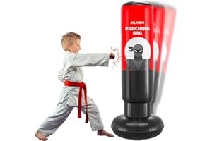 ATLASONIX Punching Bag for Kids, Inflatable Kids Punching Bag, Karate Gifts for Boys, Kids Boxing Bag, Christmas, Birthday Gifts for Kids 4-10 Years Old