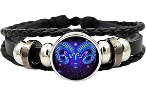 BOMMFU Bracelet D'esp-rit De Signes du Zodiaque Bracelet D'esp-rit Astrologique 12 Constellation Bracelets en Cuir PU Unisexe, Bijoux du Zodiaque Cadeaux pour Femmes Hommes