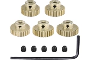 RCTHJIA M0.6 Pinion Gear Set 3.175mm 23T 24T 25T 26T 27T 5PCS 7075 Aluminum Alloy Metal Pinion Motor Gear for 1/10 RC Car Brushed Brushless Motor (5PCS)