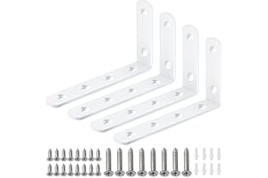 4 Stück Winkel Regal Halterungen, Bolatus L Winkel Regal Metall Regalhalterung 90 Grad Winkelverbinder Bodenträger Wandregal Regalwinkel Regalträger Weiß mit Schrauben (125mm x 75mm x 30mm)