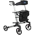 Days Deluxe Lightweight Folding Four Wheel Rollator, Rollator, Easy Storage and Travel, Carry Bag, Mobility Aids, Adjustable Seat Height 610mm / 24"