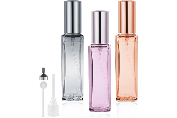 LOPHE Atomiseur de parfum en verre, 3 bouteilles de parfum rechargeables, portables, petits flacons de parfum, vaporisateur transparent pour voyage, rendez-vous