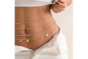 Zookey Boho Waist Chain Gold Sequin Belly Chains Rhinestone Layered Waist Chain Body Chain Jewellery for Women and Girls