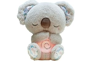 Générique Koala Qui Respire pour Adulte – Peluche Lumineuse avec Musique Apaisante et Lumière Douce sur Le Ventre, Compagnon de Sommeil Anti-Stress Idéal pour Soulager l'Anxiété (Gris)