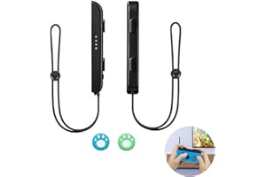 CAISYE 2 Pezzi Cinturino da Polso per Gamepad per Switch - Sostituzione Cinghie del Controller con 2 Cappucci per Joystick - Accessori Compatibili con Controller Switch