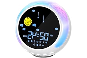 YUWJOOWEE Kinderwecker, Schlaftraining Kinder Wecker mit Sonne & Mondaufgang, Schlaf-Sound-Maschine, Nachtlicht und OK zu wecken Wecker für Jungen und Mädchen, Tageslichtwecker