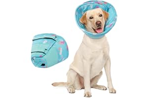 Hjumarayan Collar Isabelino Perro, Collar Recuperación Campana Perro Suave, Cono Collarin para no Rascarse para Mascotas Recuperación de Cirugía o Heridas (Azul XL)