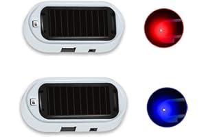 ANKI HAPPIGO ANKIA 2PCS Solar Power Fake Car Alarm LED Light, Simulated Dummy Warning Anti-Theft LED Flashing Security Light, Car Alarm System Lamp with USB Port, Blue & Red Light