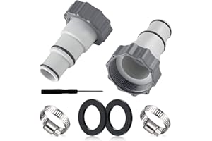 Lemotoy 2 x Hose Adapters for Intex Pool A Series Threaded 38mm and 32mm with Hose Clamps