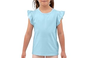 KAKU NANU Camiseta Niña Manga Corta Lisas 3-10 Años Tops De Verano de Algodón para Niñas Blanca Amarilla Rosa Lila Azul