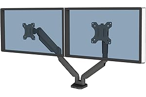 Fellowes Bras Porte Écrans Platinum Double Horizontal pour 2 Moniteurs Jusqu'à 32", Hauteur Ajustable, Norme VESA, 2 Ports USB