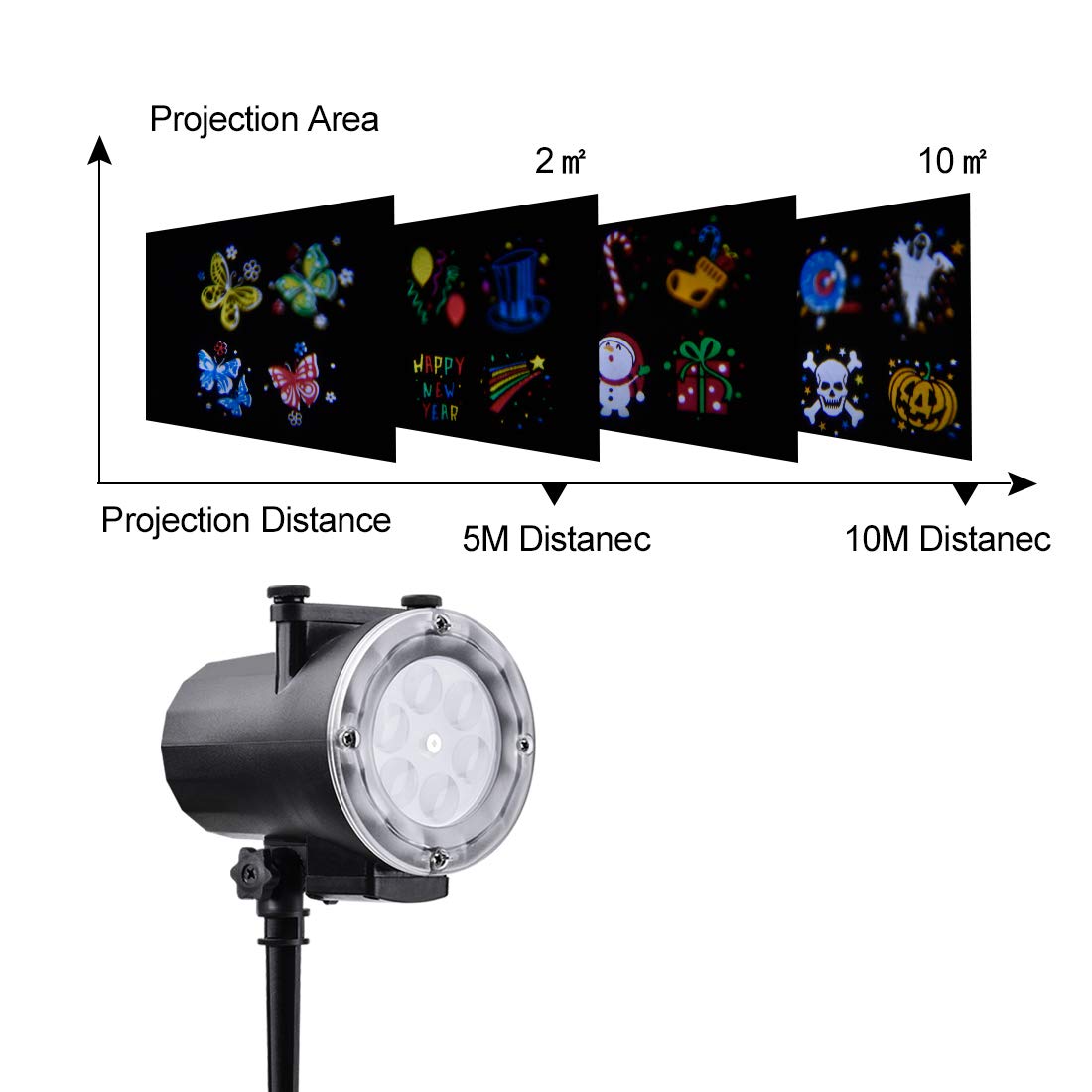 Holiday-Projector-Viugreum-LED-Christmas-Lights-2018-Latest-Super-Bright-12-Slides-LED-Landscape-Lights-con-proyector-de-control-remoto-Show-de-luces-para-Halloween-Christmas-Holiday-Party