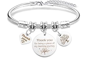 BOMEON Thank You Teacher Bracelet, Personalised Leaving Gifts for Teachers