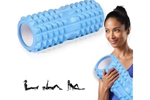 Skumrulle, muskelmassagerulle för ben, rygg, armar, rullande djup muskelmassage för frigöring av muskelspänningar 30 x 8 cm, skumrulle för terapi, fitness, klarblå