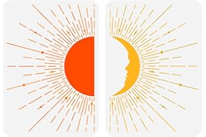 FINGERINSPIRE 2 Pcs Sun Moon Painting Stencil 21x29.7cm Reusable Mid Century Sun and Moon Drawing Template DIY Art Boho Splicing Decoration Stencil for Painting on Wood Wall Fabric Furniture