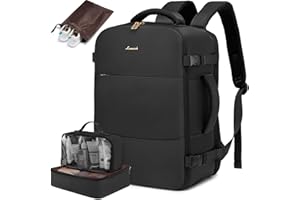 LOVEVOOK Sac a Dos Voyage Cabine Avion 45x36x20cm, Imperméable Sac à Dos Femme avec Compartiment Ordinateur 15,6 Pouces, Grand 35L Packable Backpack Bagage Cabine pour Easyjet Ryanair, Noir