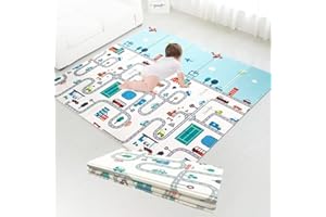 Gutsbox Tappeto Neonato Gattonamento Pieghevole Tappeto Gioco Bambini Pieghevole 180 x 200 x 1cm, XPE Tappeto Gioco Neonato Doppio Lato Tappeto per Bambini, Senza BPA e Non Tossico