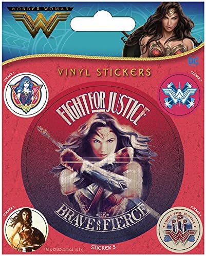 Pyramid International Wonder Woman (Fight For Justice) Vinyl Stickers, Paper, Multi-Colour, 10 x 12.5 x 1.3 cm