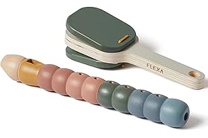 FLEXA Wooden Flute and Clapper Set, 2-Piece Musical Instrument Toy for Kids, Toddlers, FSC-Certified Birch Plywood and Solid Birch Wood, Montessori Development & Educational Toy for Children Ages 3+