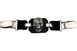 IGUANA CUSTOM CLOTHES Iguana Custom Extension de gilet en cuir avec pinces métalliques avec badge décoratif pour motocyclistes Chopper Custom Bobber Cafe Racer (crâne mexicain)