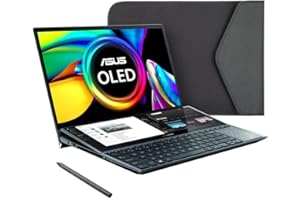 ASUS Zenbook Pro Duo OLED UX582ZW Ultra HD 4K Touchscreen Laptop (Intel i9-12900H, Nvidia RTX 3070Ti, 32GB RAM, 1TB SSD, Backlit Keyboard, Windows 11) Stylus, Sleeve and Stand