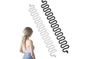 ROWWAIT 2Pcs Fashionable Hair Plaiting Tool French Hair Styling Clip DIY Hair Braiding Tool,For Girls and Ladies Sticky Fishbone DIY Hair Accessories (Black & White)