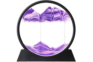 E-feilai Sandbild Zum Drehen, Dynamisches Sandbild, 3D Fließende Sandkunst,Bewegende Sandkunst, Sandbilder Rund, 3D Fließende Sandmalerei für Erwachsene und Kinder,Glasmaterial (Violett, 7")