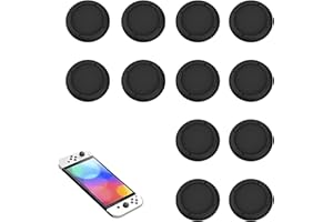 louuuou 12 Pcs Thumb Grips, Button Covers Replacement Button Cover for Game Handle, Apply to Game Thumb Grips, Black Grip Cover Is Easy to Install and Enhances Gaming Comfort