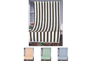 Home Tresor - Tenda da Sole da Esterno per Balcone/Terrazzo/Veranda con Anelli e Ganci per Applicazione, Resistente e Lavabile, 100% Poliestere, A righe Marrone cm. 200x300