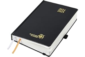 ‎POPRUN POPRUN Kalender 2024 2025 Tagesplaner 21,5 x 14,5 cm, Tageskalender A5 1 Tag 1 Seite (Montag - Sonntag), Terminplaner (Aug.2024-Jul.2025) mit Hardcover, Stiftschlaufe - Schwarz