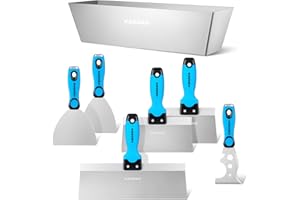 KEZERS Spachtel Set,aus rostfreiem Edelstahl mit Silikongriff Malerwerkzeug Profi Putty Knife, 7-teiliges 76mm 102mm 127mm 152mm 203mm 305mm,mit Spachtelkasten aus rostfreiem Stahl (305mm Länge)