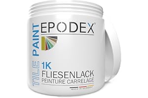 EPODEX® Peinture pour carrelage 1K TILE - Pour murs et plafonds de salle de bain et cuisine - 1 kg (7 m²) - Inodore - Sans solvant - Résistant à l'abrasion