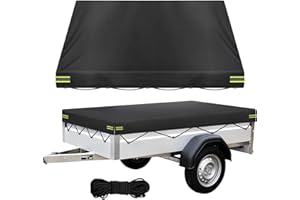 MEIANJU All-Weather Waterproof Trailer Cover 214x122x13cm (7'x4') – Heavy Duty 600D Oxford Universal Fit for Trailers, RVs & Campers | Snow, UV, Storm Protection