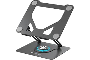Portronics My Buddy K11 Metal Laptop Stand with 360° Rotation, Height & Angle Adjustable, Foldable Design, Improves Air Flow, Carbon Steel Body, 10 kg Max Weight for Laptops & MacBook (Black)