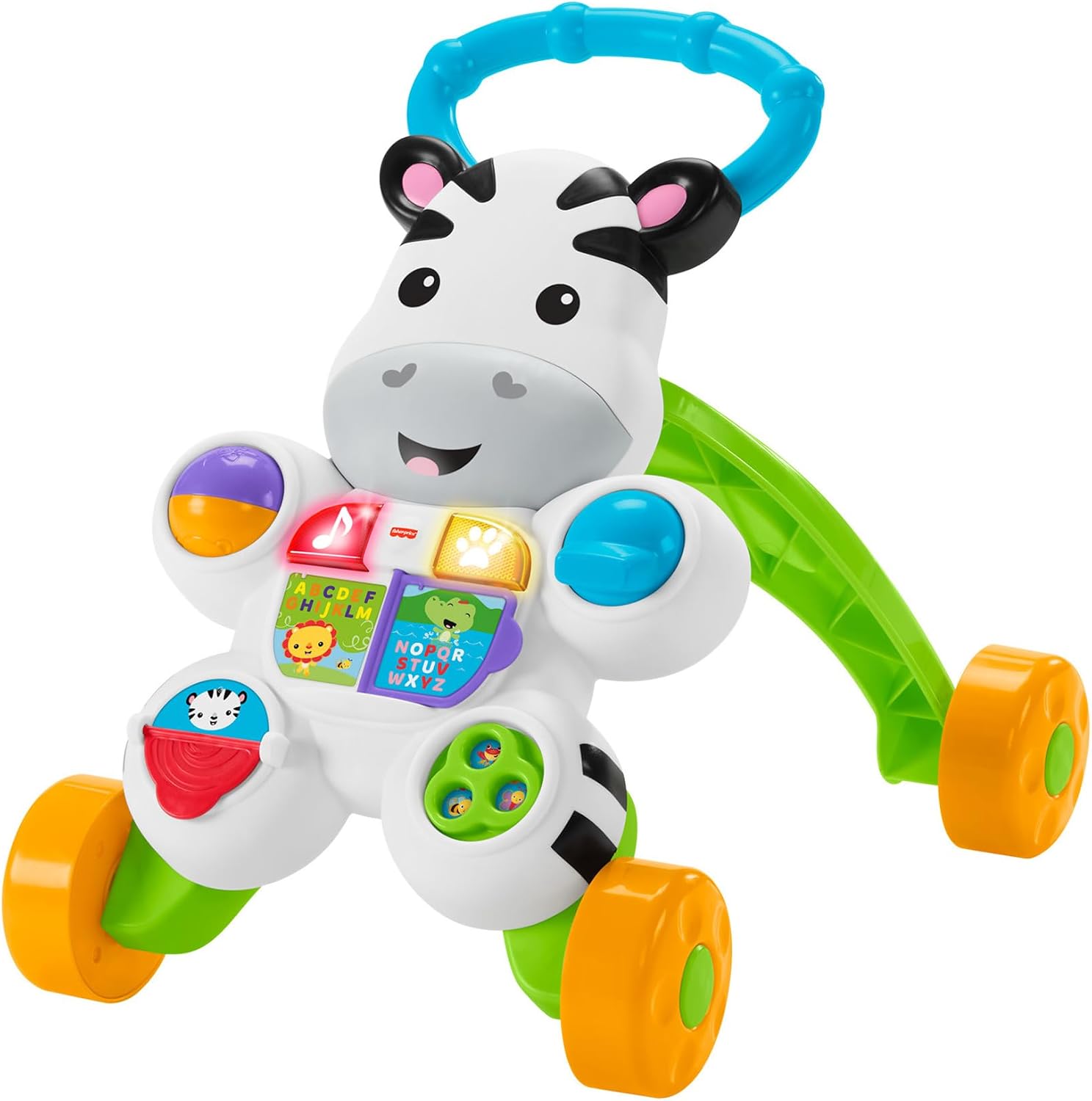Fisher-Price Cebra parlanchina primeros pasos, andador correpasillos bebé +6 meses, versión español, embalaje reducido GXC34