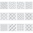 FREEBLOSS 12Pcs Plastic Sashiko Stencils, 14x14cm Drawing Line Template for Hand Quilting Sashiko Patterns Templates Embroidery Stencils for Hand Sewing Lovers