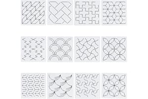 FREEBLOSS 12Pcs Plastic Sashiko Stencils, 14x14cm Drawing Line Template for Hand Quilting Sashiko Patterns Templates Embroidery Stencils for Hand Sewing Lovers
