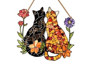 HYRKOTW Accessori casa arredamento, Accessori casa, Casa gatto esterno, Regali con gatti, Regali per amanti dei gatti, Regalo per gatto, Decorazione da appendere in acrilico(Gatto dell'amicizia in giardino)