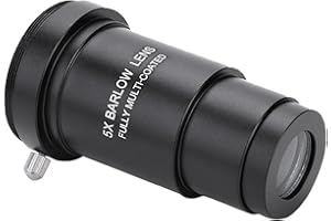 AOUTECEN 1,25 Pouces 5X Lentille de Barlow Accessoires de Télescope en Alliage D'aluminium Lentille de Barlow Télescopes Multicouches Oculaire Lentilles de Télescope Noires Filetage M42