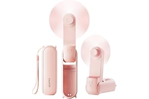 GAIATOP Portable Handheld Fan, 3 IN 1 Mini Foldable Travel Fans with Power Bank [17H Max Cooling Time], Pocket Design USB Rechargeable for Travel Concert Lash Makeup, Summer Gifts for Women Girl, Pink