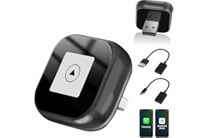 NAWCHEDO Adattatore 2 In 1 Wireless Carplay E Android Auto, Mini Carplay Aggiornato 2025, Converte Da Cablato A Wireless, Plug & Play, Connessione Automatica, Compatto, Per Iphone E Android, Grigio
