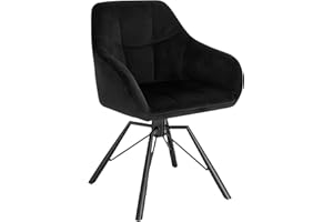 ‎WOLTU WOLTU Esszimmerstuhl drehbar, Küchenstuhl, Polsterstuhl, Drehstuhl, bequemer Stuhl mit Armlehnen Rückenlehne, Armlehnenstuhl für Esszimmer Wohnzimmer, mit Samtbezug, Schwarz, BH365sz-1