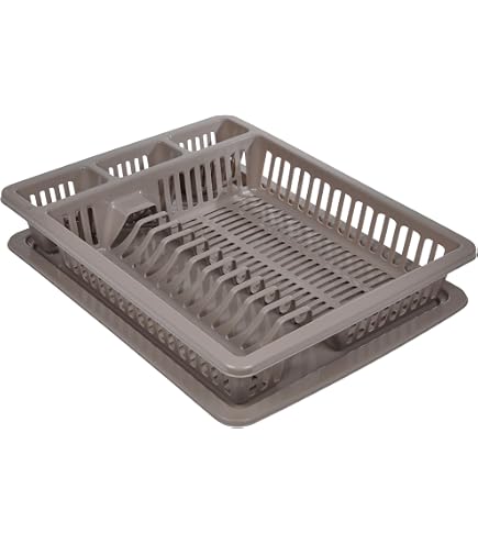Égouttoir à Vaisselle Keeeper Avec Bac - Plastique Sans BPA 39.5x39.5x8cm - Gris Nordic