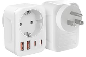 CLOMNPE 【2 Pièces】 Adaptateur Prise USA, Adaptateur Prise France vers US avec 2 USB A(5V 2,4A) Et 2 USB C(5V 3A) Adaptateur Prise Américaine, Dominicaine, Canada, Mexique, Thaïlande Type B