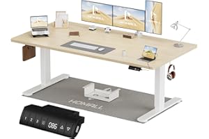 Homall Bureau Assis Debout Électrique 180x80 cm Bureau Réglable en Hauteur avec Fonction Mémoire et Système Anti-Collision, avec Plateau de Gestion des Câbles