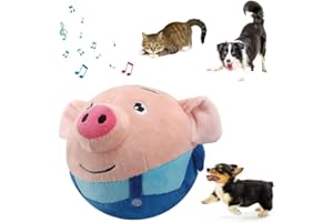 TBLMPNE Jouet Chien Interactif Balle Chien, Jouet de Balle Rebondissante Jouets Pour Chiens, Balle Interactive pour Chien, Active Moving Pet Plush Toy, Jouet de Chien en Peluche de Lavable (Cochon Bleu)