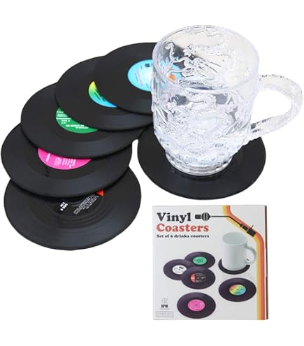 6 Pezzi Sottobicchieri in Vinile, Tazza Stuoia Vintage CD