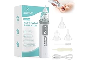SAMVEK Nasensauger Baby, Nasensauger Baby Elektrisch für Neugeborene mit 3 Saugstärken und 3 Größen Tip, LED-Bildschirm, Nasensauger Staubsauger mit Musik & Licht, für Kinder/Kleinkinder.